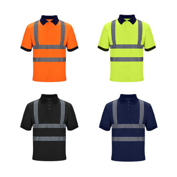 Hi Vis Visibility High Viz Polo T-Shirt Short Sleeve Reflective Safety Workwear 