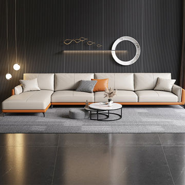 Minimalist Italian Light Luxury Sofa, Authentic Leather Sofa Set