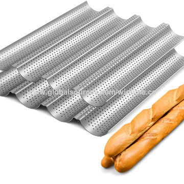 4-Cavity Silicone Loaf Pan Baking Pan for Baking Baguette/Hot Dog