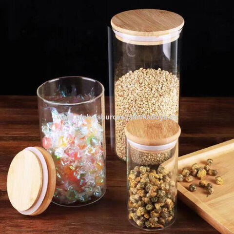 Cylinder Sealed Air Tight Kitchen Glass Jar Container With Bamboo Lid For  Storage - Buy Cylinder Sealed Air Tight Kitchen Glass Jar Container With  Bamboo Lid For Storage Product on