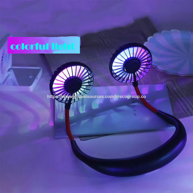 Mini Ventilateur de Cou Portable USB Rechargeable avec Lumière LED - Idéal pour les Grossistes