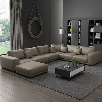 Living Room Furniture U Shape Sofa Set, Elegant White Living Room Furniture