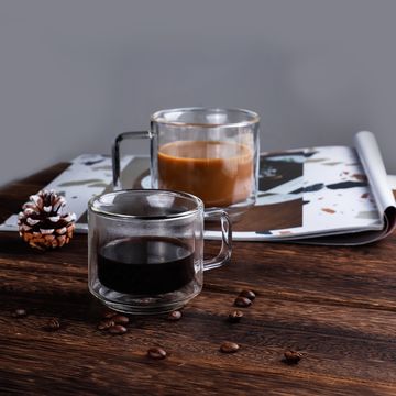Buy Wholesale China Coffee Glass Cups Clear Borosilicate Double Wall Glass  Coffee Tea Mug With Handle & Glass Coffee Mugs at USD 1.25