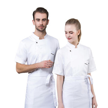 Unisex Chef Coat Wear Resistant Cook Clothes Stylish Short Sleeve Chef Uniform 