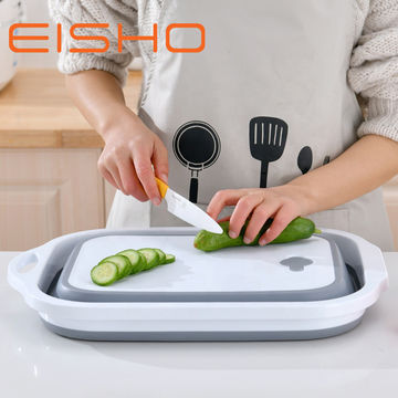 Buy Wholesale China Foldable Multi-function Kitchen Plastic Silicone Dish  Tub And Chopping Board & Collapsible Cutting Board With Colander at USD 3