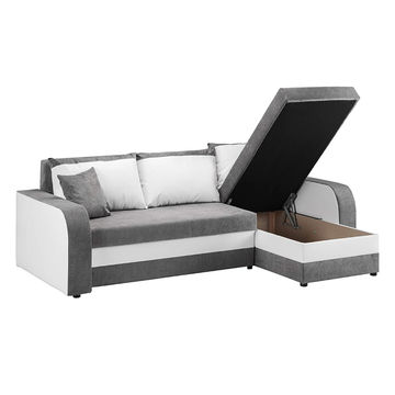 Sectional Sofa Bed With Storage, Faux Leather Fold Out Sofa Bed