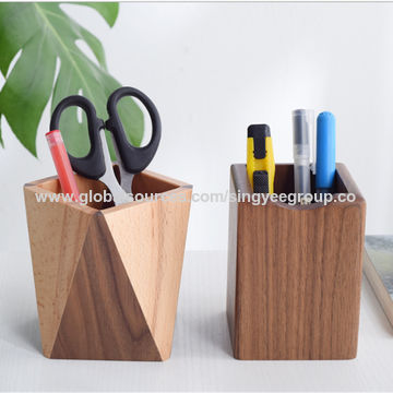 Buy Wholesale China Wooden Creative Pen Holder Desktop Pen Holder