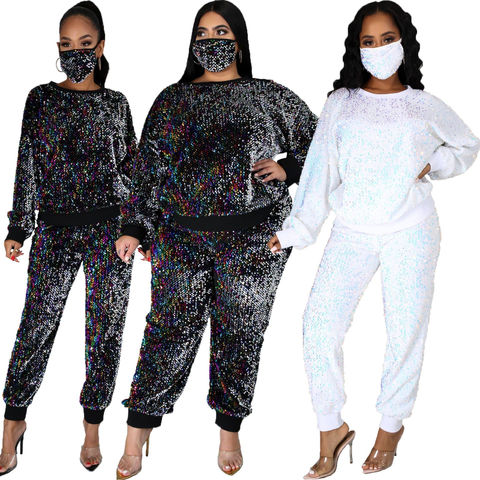 womens sequin sweat suits