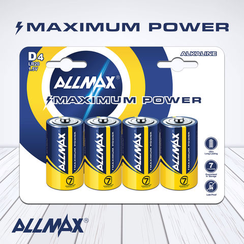 Allmax Maximum Power Lr20 1.5v D Size Alkaline Batteries Of B4-12