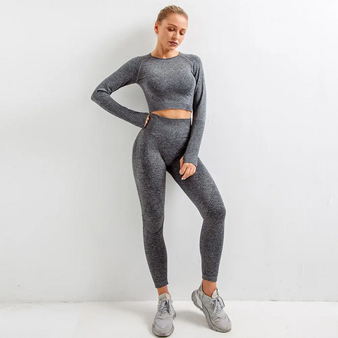 Yoga Pants For Women Two-piece New High-waist Elastic Hip-lifting Running  Fitness Pants Tight-fitting Sports Trousers Grey