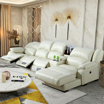 Home Theater Recliner Leather Sofa With, Elegant White Leather Sofa Set