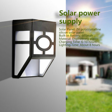 Solar Powered Wall Mounted 6 LED Light Outdoor Garden Landscape Fence Yard Lamp 