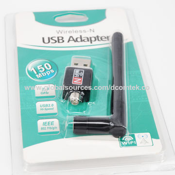 Mini adaptateur Wi-Fi USB 150 Mbps, pour PC, dongle ethernet, carte réseau  2.4 Ghz, antenne/