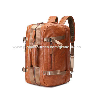 faux leather laptop backpack