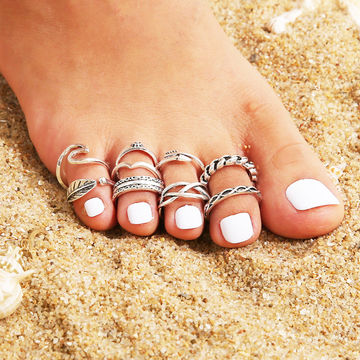 adjustable fashion silver toe rings set| Alibaba.com