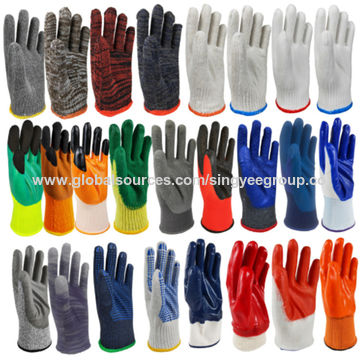 Rubber Latex Coated Work Gloves for Construction, Blue, Crinkle Pattern, 12  Pair