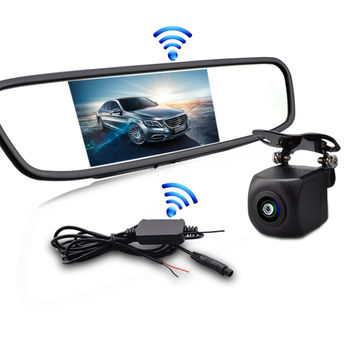 Car Wireless Reversing Backup IR Camera 4.3" LCD Mirror Monitor Auto Rear View