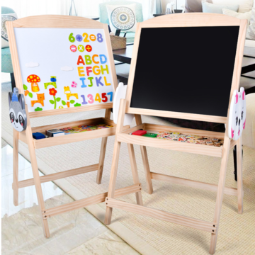 Foldable Blackboard Double-Sided Whiteboard Wooden Kid's Drawing