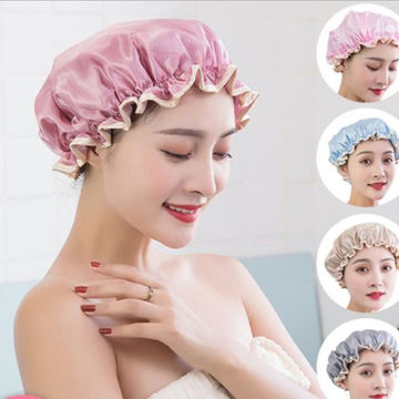 Women Satin Bonnet Cap Night Sleep Hair Protect Head Cover Wide Band Adjust  Hats Wide Band Satin Bonnet Cap Comfortable Night Sleep(Red)