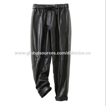 men's leather loose fit pants