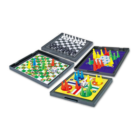 Ludo - Snakes & Ladders - Board Game - Foldable - with 4 Colours and 1 Dice