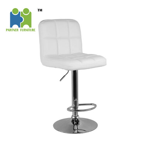 White Color Leather Modern Bar Chair, Half Circle Bar Stools