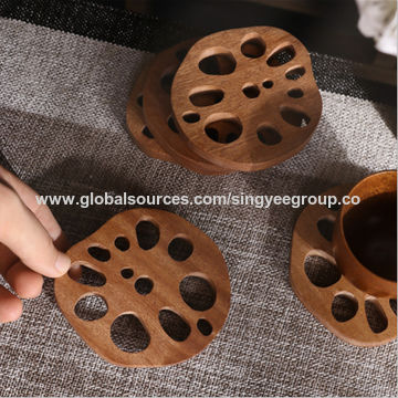 Individuales de madera para calor, diseño creativo de dibujos animados para cocina, tapetes para el hogar, posavasos para tazas de té Kung Fu