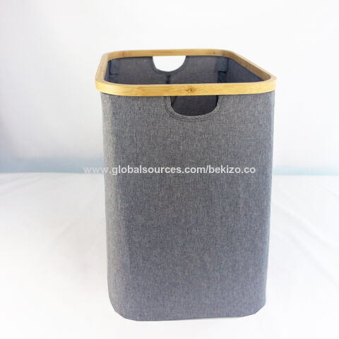 60L Zusammenklappbarer Wäschekorb/Aufbewahrungsbox/Tasche mit Bambusrahmen für Haushaltsaufbewahrung