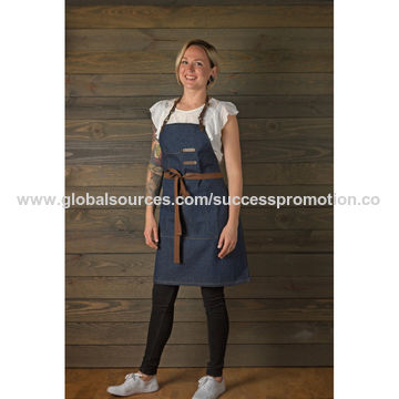 Bib Apron - Denim With Leather \u0026 Apron 