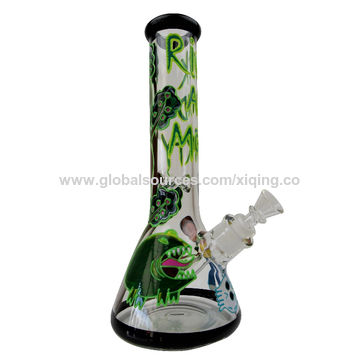 Glass bong rick and morty design bong , water pipe , hookah ,smoking bong for sale at factory direct price