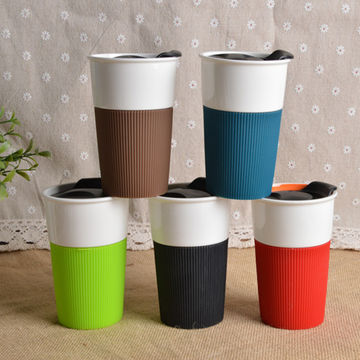 WELTRXE Reusable Coffee Mug with Lid Insulated Double Wall Coffee Cup with Silicon Protection Cappuccino Cups Wine Glass Tumbler