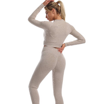 Buy Wholesale China Light Grey Yoga Tops Sets Fitness Compression