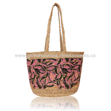 Indian Jute Hand Braided Bag Multi Woven Handbag Wide Space Handmade Tote Bag