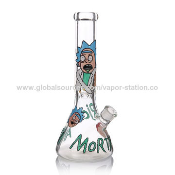 Glass bong pipes 13.8″ Beaker Bong with Rick and Morty for sale at factory direct price