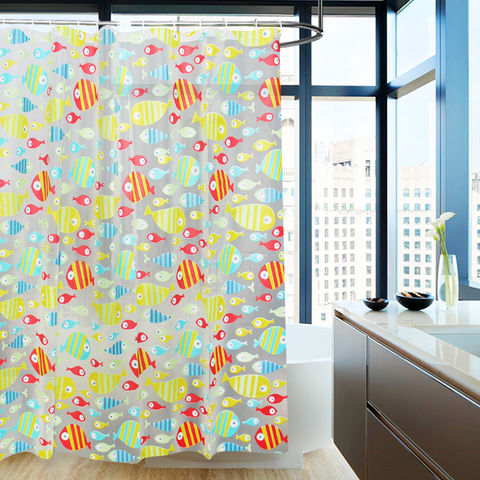 Shower Curtain With12 Hooks Stylish Colorful Pattern Waterproof Bathroom Décor 