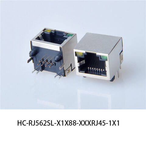 Conector RJ45 doble ángulo recto hembra blindado sin LED