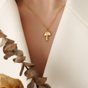 Mushroom Necklace | Toadstool Gold Diamond Pendant | Liven Jewelry – Liven  Company
