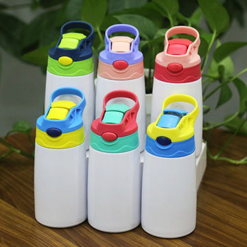 Wholesale 12oz Sublimation Kids Tumbler Blank Sippy Cup with Straw  Stainless Steel Water Bottle For Children Gifts 5 Colors