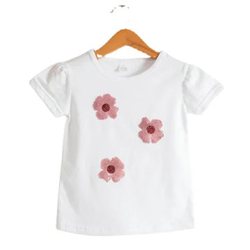Factory Direct High Quality China Wholesale Kids Girl Summer T-shirts White  Tee Pink Flower Fruit Animal Embroidery Tops $4.8 from Shanghai Jspeed  Garment Co., Ltd.
