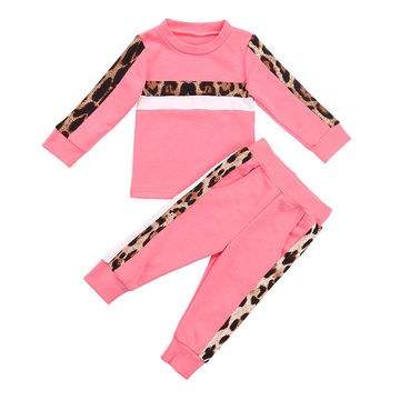 Pants Outfits Set Baby Kids Girls Long Sleeve Leopard Print Hoodie Top Shirts 