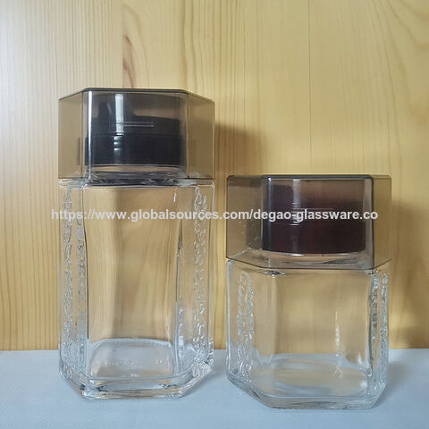 Pot à miel hexagonal sur mesure, pot en verre transparent avec couvercle en plastique, pot à confiture en verre de haute qualité 200 ml for sale at factory direct price