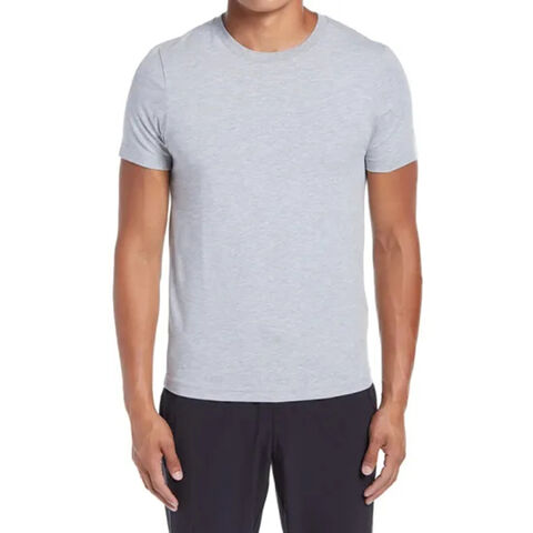 Camiseta masculina lisa de manga curta com gola redonda, 100% algodão, etiqueta personalizada para B2B