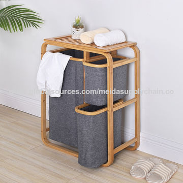 El lavadero extraible de bambú impermeable empaqueta el estante del cuarto de baño del almacenamiento de la cesta con los cajones