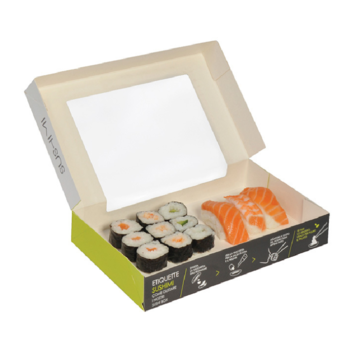 Take Out Kraft Paper Sushi Box with Lid Rectangle Cake Food Container 8.6 x 3.5" 