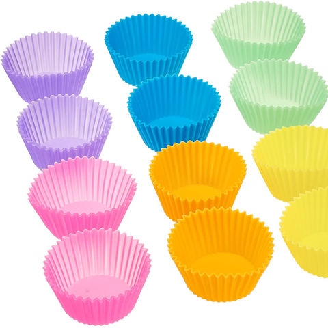 12pcs Silicone Cup Cake Muffin Chocolate Cupcake Cases Cookie Mould Baking  DIY