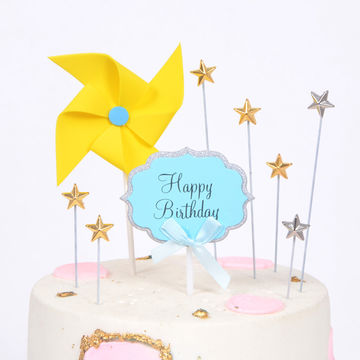 5Pcs Cake Happy Birthday Cake Topper Card Acrylic Cake Party Decoration Supplie 