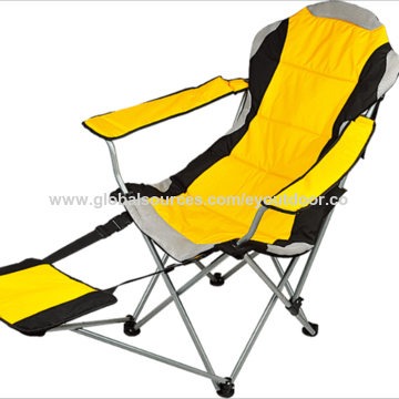Arm Chair Beach Recliner, Reclining Folding Beach Chair With Footrest