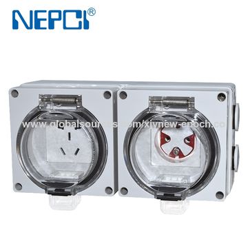 Toma de corriente de pared impermeable tipo francés IP66, caja de conexiones XJY-QB-44-45A con enchufe for sale at factory direct price