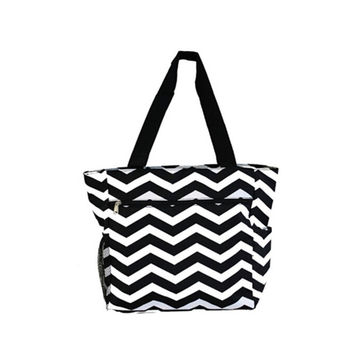 Vente en gros Sac fourre-tout en toile de coton avec poignée en cuir PU à motif rayé