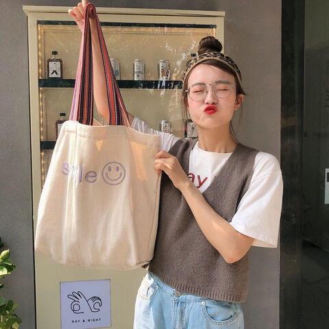 Bolsa de compras personalizada de algodón orgánico, bolsa tote de algodón, lona de algodón con asa de moda for sale at factory direct price